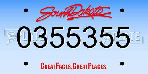 0355355 South Dakota License Plate