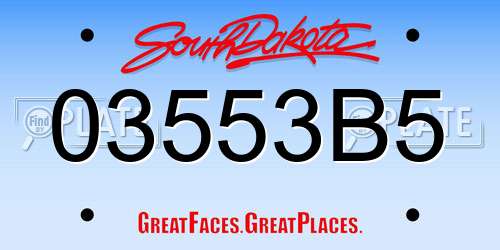 03553B5 South Dakota License Plate