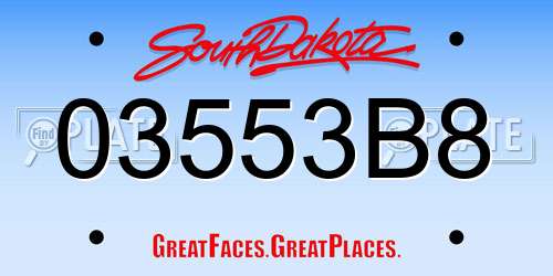 03553B8 South Dakota License Plate