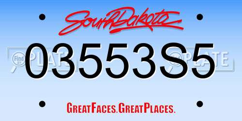 03553S5 South Dakota License Plate