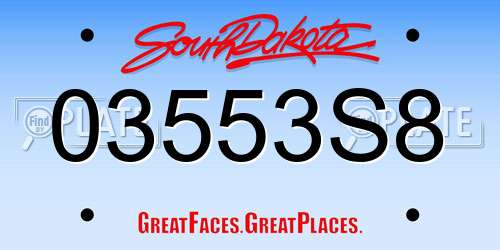 03553S8 South Dakota License Plate