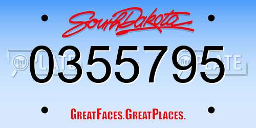 0355795 South Dakota License Plate