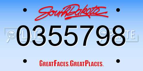 0355798 South Dakota License Plate