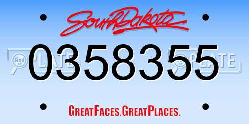 0358355 South Dakota License Plate