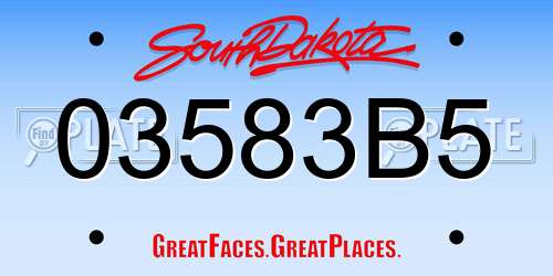 03583B5 South Dakota License Plate