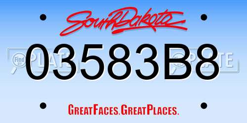03583B8 South Dakota License Plate
