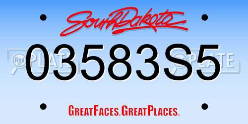 03583S5 South Dakota License Plate