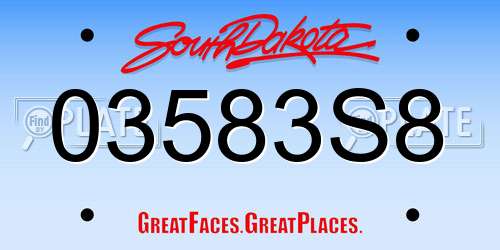 03583S8 South Dakota License Plate