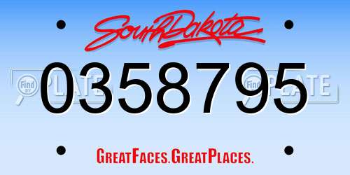 0358795 South Dakota License Plate