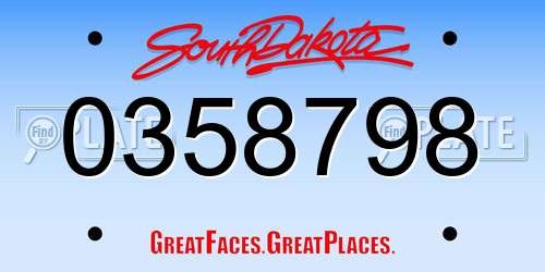 0358798 South Dakota License Plate