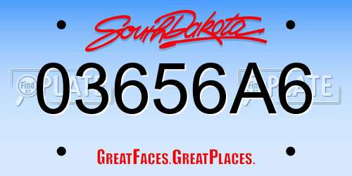 03656A6 South Dakota License Plate
