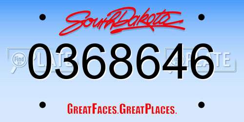 0368646 South Dakota License Plate