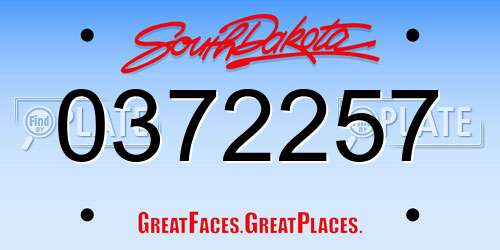 0372257 South Dakota License Plate