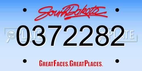 0372282 South Dakota License Plate