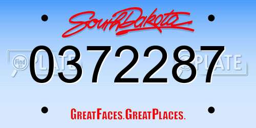 0372287 South Dakota License Plate