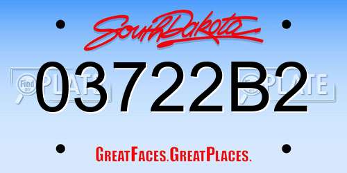 03722B2 South Dakota License Plate