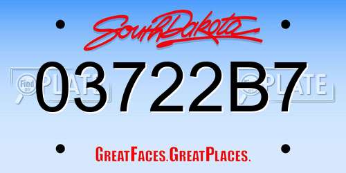03722B7 South Dakota License Plate