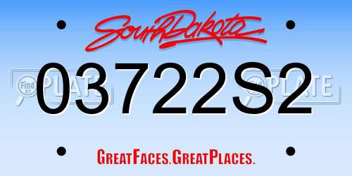 03722S2 South Dakota License Plate