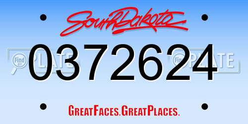 0372624 South Dakota License Plate