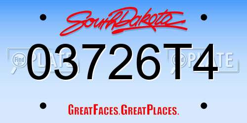 03726T4 South Dakota License Plate