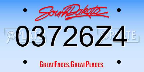 03726Z4 South Dakota License Plate