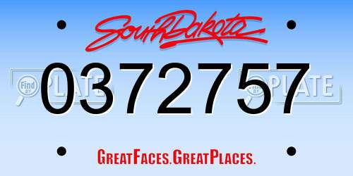 0372757 South Dakota License Plate
