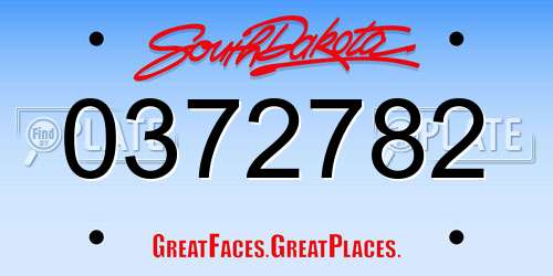 0372782 South Dakota License Plate