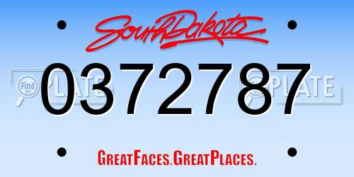 0372787 South Dakota License Plate