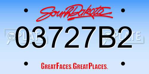 03727B2 South Dakota License Plate