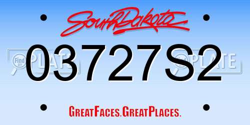 03727S2 South Dakota License Plate