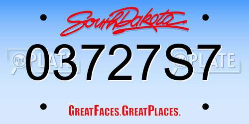 03727S7 South Dakota License Plate