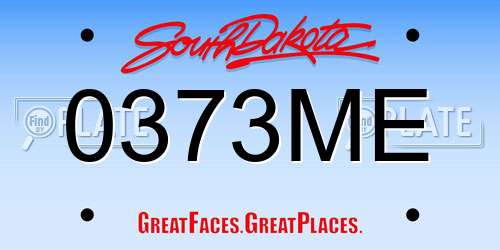 0373ME South Dakota License Plate