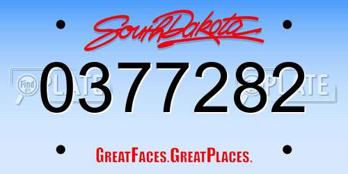 0377282 South Dakota License Plate