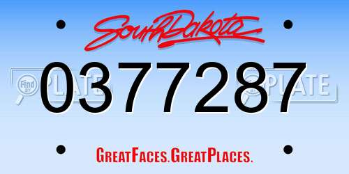 0377287 South Dakota License Plate
