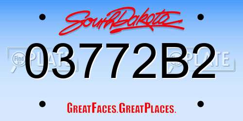 03772B2 South Dakota License Plate