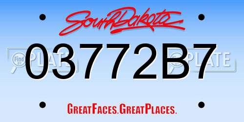 03772B7 South Dakota License Plate