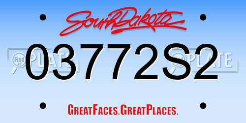 03772S2 South Dakota License Plate