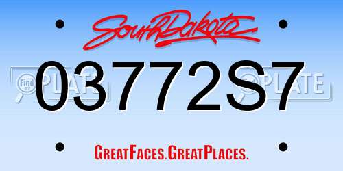 03772S7 South Dakota License Plate