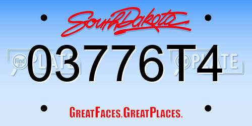 03776T4 South Dakota License Plate