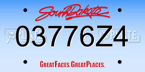 03776Z4 South Dakota License Plate
