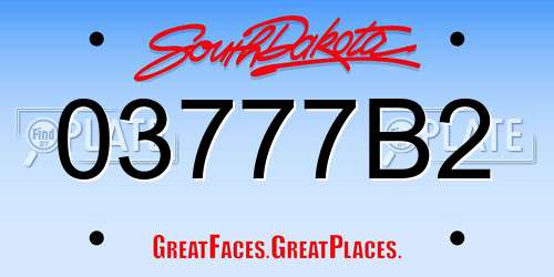 03777B2 South Dakota License Plate