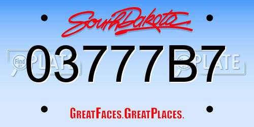 03777B7 South Dakota License Plate