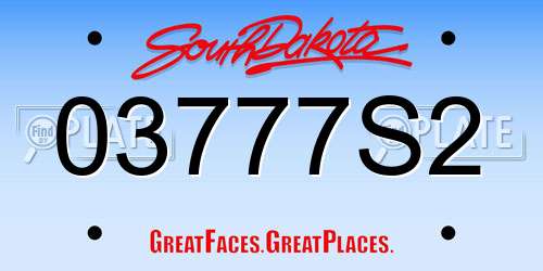 03777S2 South Dakota License Plate