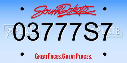 03777S7 South Dakota License Plate