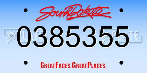 0385355 South Dakota License Plate