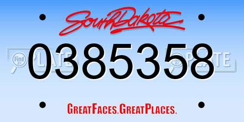 0385358 South Dakota License Plate