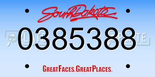 0385388 South Dakota License Plate