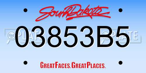 03853B5 South Dakota License Plate