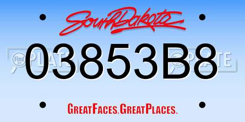 03853B8 South Dakota License Plate