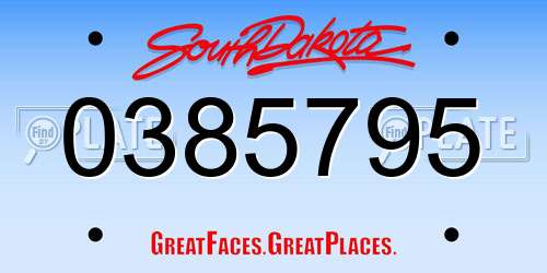 0385795 South Dakota License Plate